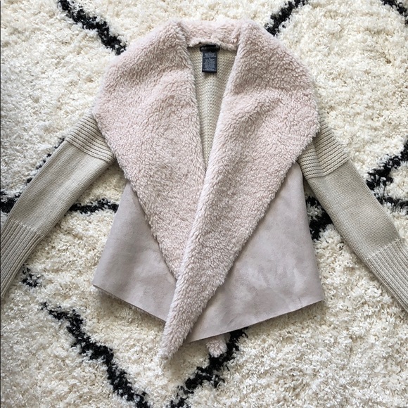 Chelsea & Theodore Jackets & Blazers - Cream Faux Suede Sweater Jacket